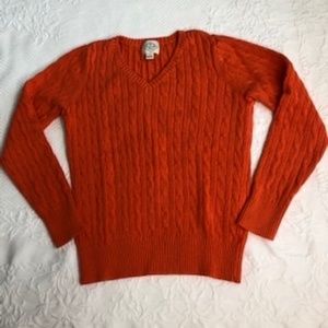 St. John's Bay, Orange, V-neck, Long Sleeved, Cable Knit Sweater